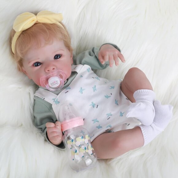 🆕18-Inch Realistic Baby with Blonde Hair and Weighted Cloth Body Toddler Girls - Picture 12 of 13